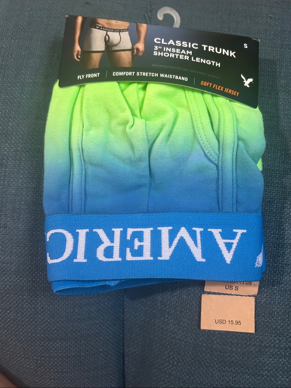 American Eagle Outfitters Men’s Ombre Trunk – Neon Green to Blue